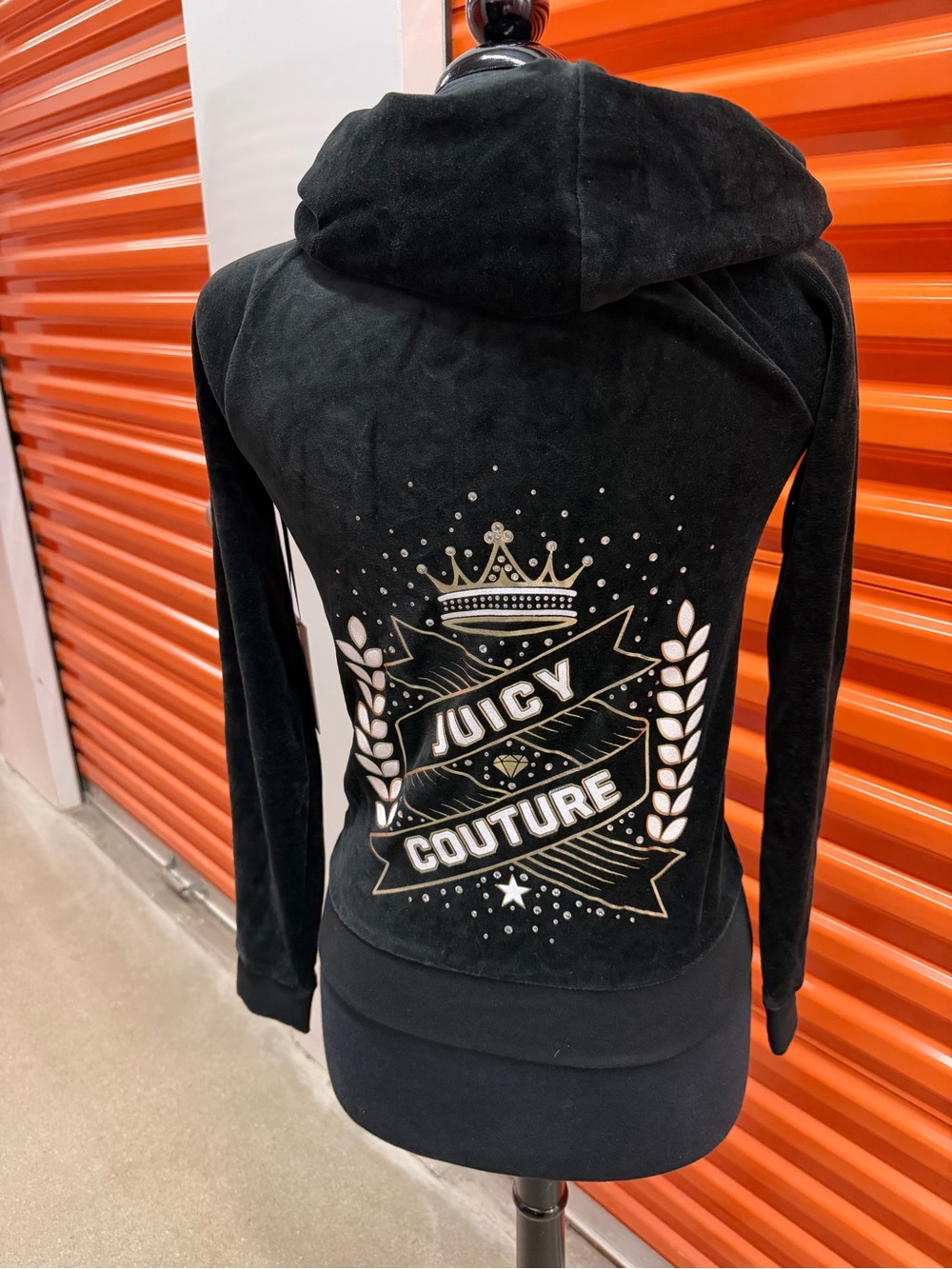 NWT Juicy Couture Black Velour Hooded Jacket Size XS